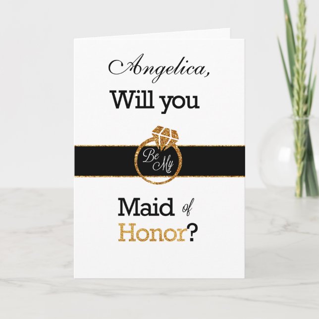 Convite Glitter Will You Be My Maid of Honor Invitation (Frente)