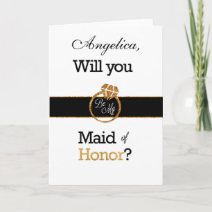 Convite Glitter Will You Be My Maid of Honor Invitation