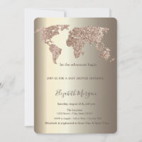 Glitter World Map Confetti Chá de fraldas Dourado