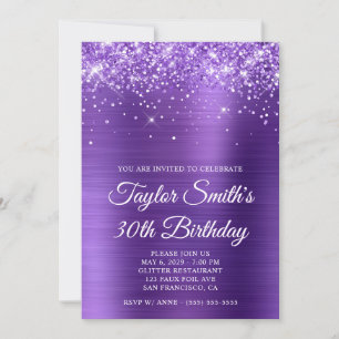Convite Glittery Amethyst Purple aniversário de 30 anos