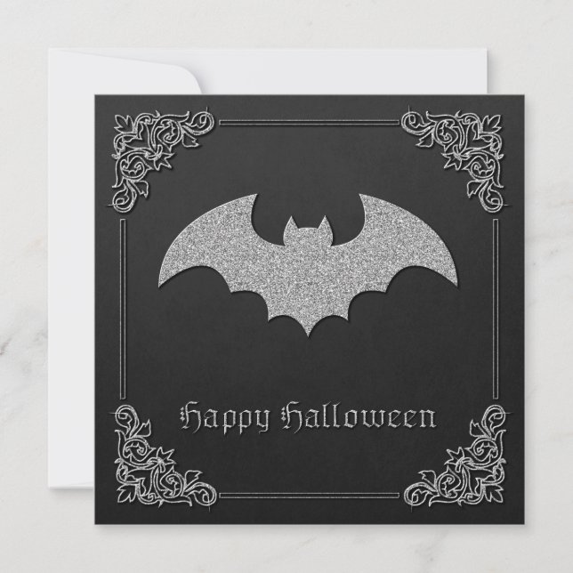 Convite Glittery Bat Halloween (Frente)