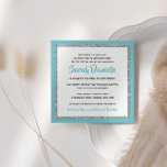 Convite Glittery Bat Mitzvah Light Blue e Prata<br><div class="desc">Este convite do Bat Mitzvah de tendência apresenta brilho falso cintilante em camadas sobre um fundo de cor sólida. Use o formulário modelo para adicionar suas próprias informações. A Ferramenta Design pode ser usada para alterar o estilo,  a cor e o layout da fonte.</div>
