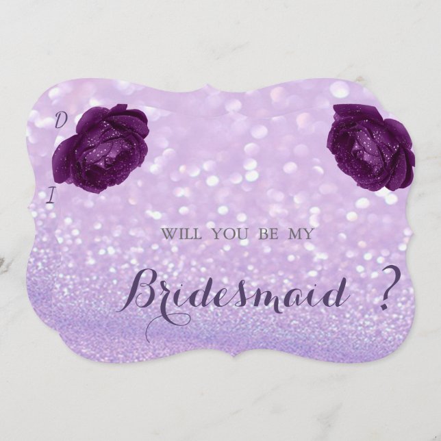 Convite Glittery Bokeh, Rosa Bridesmaid Card (Frente/Verso)