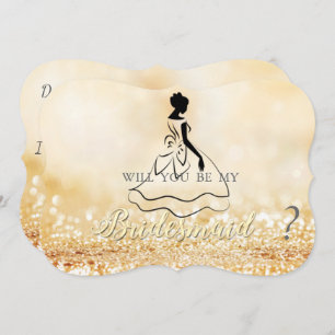 Convite Glittery Bokeh, Silhouette Bridesmaid, Elegante Do