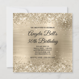 Convite Glittery Champagne Gold Foil Rico Monograma