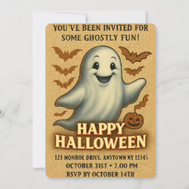 Convite Glittery Ghost Halloween Party