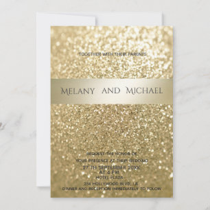 Convite Glittery rico elegante, banda de ouro moderna