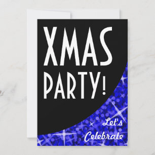 Convite Glitz Dark Blue Curva "Festa Xmas!"