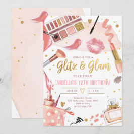 Convite Glitz Glam Glamor Spa Party Makeday