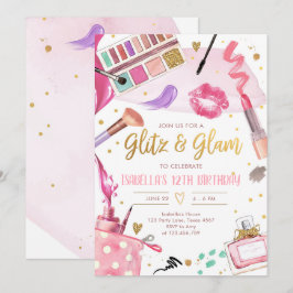 Convite Glitz Glam Glamor Spa Party Makeday 