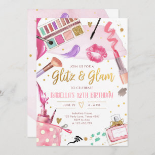 Convite Glitz Glam Glamor Spa Party Makeday