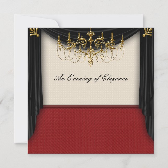 Convite Glitz Glamor Black Tie Bailes de formatura (Frente)