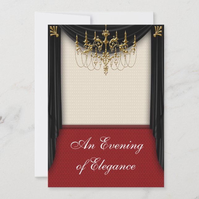 Convite Glitz Glamor Black Tie Bailes de formatura (Frente)