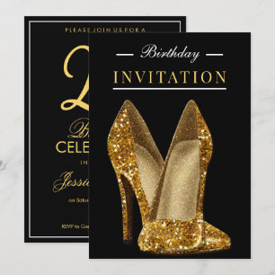 Convite Glitz & Glamour Gold 25º Aniversário