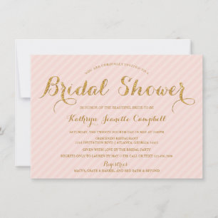 Convite Glitzy Dourado Glitter Chá de panela Invite - Blu