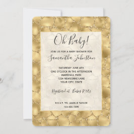 Convite Glitzy Dourado Glitter Giraffe Impressão