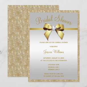 Convite Glitzy Dourado Glitters e Chá de panela de Arco G