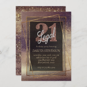 Convite Glitzy Foil   Cobre 21 de bronze de Ouro e Legais