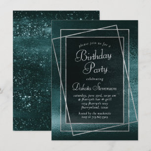 Convite Glitzy Foil Festa de aniversário de Glama Verde