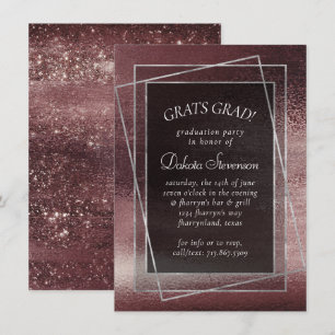 Convite Glitzy Foil   Graduação de pincel Mauve Dourada