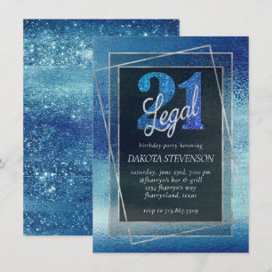 Convite Glitzy Foil Ice Blue Iridescent 21 e Legal