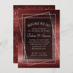 Convite Glitzy Foil Janto de ensaio vermelho Henna Crims