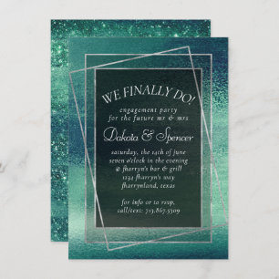 Convite Glitzy Foil Janto de Noivados Aqua Verde de Seaf