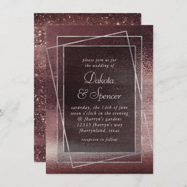 Convite Glitzy Foil | Rosa Dourado Shimmer De Lâmpadas De  (Frente/Verso)
