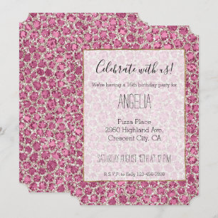 Convite Glitzy Glam Glitter Glitter Leopard
