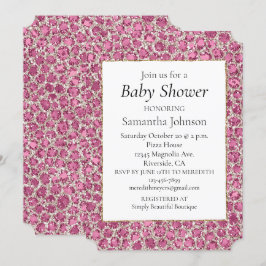 Convite Glitzy Glam Glitter Glitter Leopard Chá de fraldas