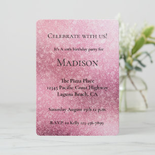 Convite Glitzy Glam Pink Sparkle Birthday