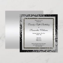 Glitzy Silver Confetti Corners 25 Birthday