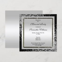 Convite Glitzy Silver Confetti Corners Party