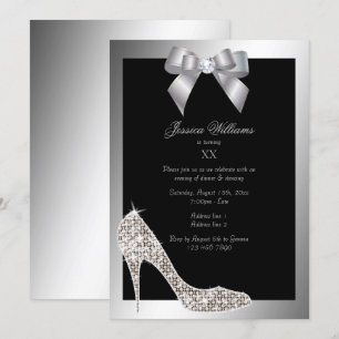 Convite Glitzy Sparkly Stiletto, Festa de aniversário Arc