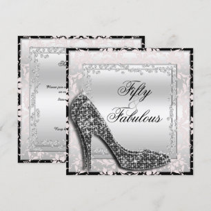 Convite Glitzy Stilettos, Diamantes e Damasco Fabuloso 50