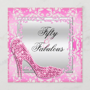 Convite Glitzy Stilettos, Diamantes e Damasco Fabuloso 50