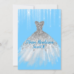 Convite Glitzy Winter Themed Sweet 16 Birthday Invitation