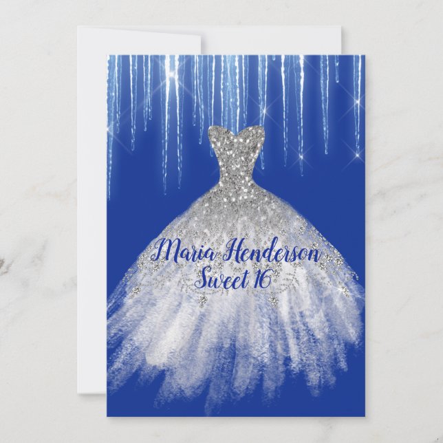 Convite Glitzy Winter Themed Sweet 16 Birthday Invitation (Frente)