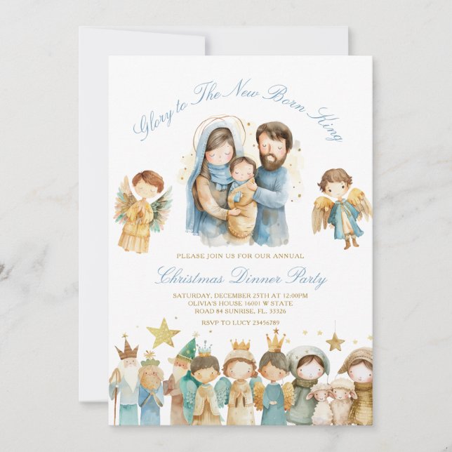 Convite Glória ao Novo Nascer Rei Natividade Janta de Nata (Frente)