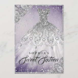 Convite Glória de Diamante Roxo Doce Dezesseis