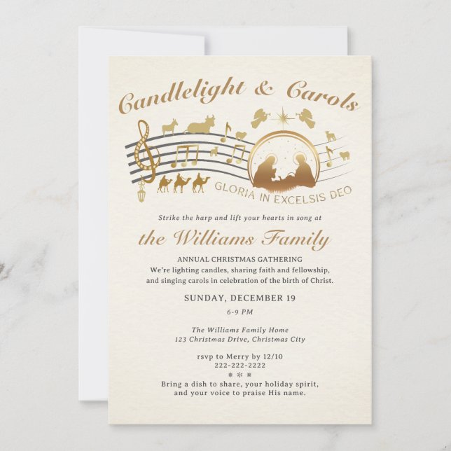 Convite Gloria in Excelsis Deo Christmas Carols Gathering (Frente)