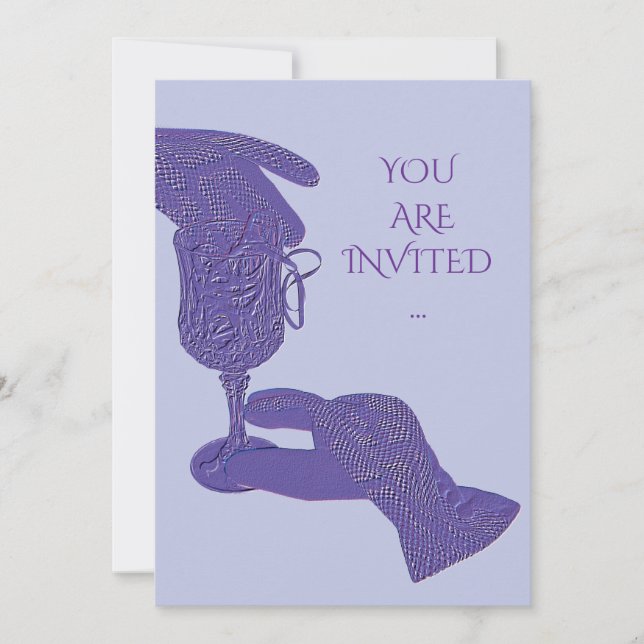 Convite Gloved hands gloves touch wine glass invitation (Frente)