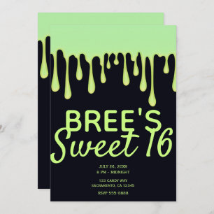 Convite Glow Verde Derrubando Halloween Doce 16 Festa
