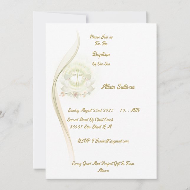 Convite Glowing angels baptism invitation  (Frente)