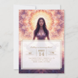Convite Glowing Mandala Meditation Woman Custom Name      