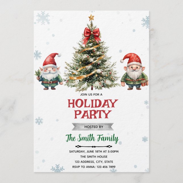 Convite Gnome Christmas Party Invitation (Frente)