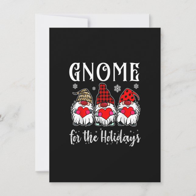 Convite Gnome Para O Natal Leopard Plaid 3 Gnomos Chri (Frente)