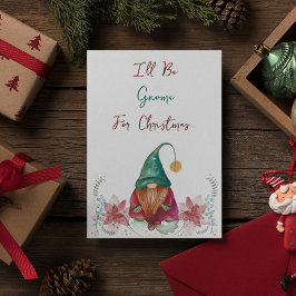Convite Gnome Verde Vermelho Azevinho Berry Poinsettia aqu