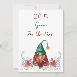 Convite Gnome Verde Vermelho Poinsettia de aquarela de fru