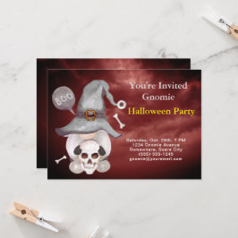 Convite Gnome Witold Skull Cloudy Red Sky Festa de Hallowe
